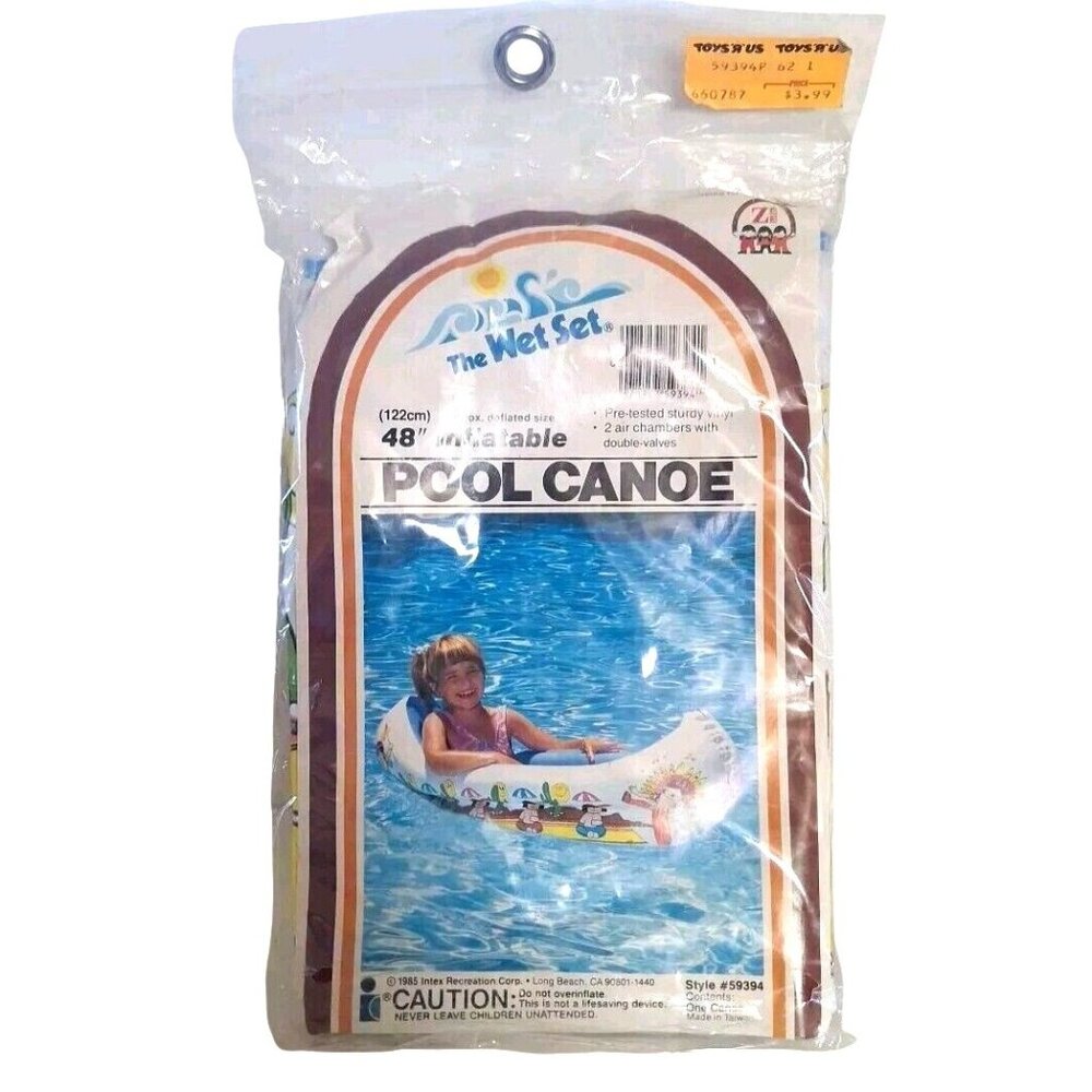 Wet Set Inflatable Vinyl Pool Canoe 48" 1985 Vintage 59394 Ride OnToys R Us - Picture 1 of 8